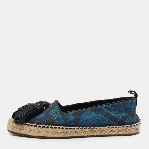 Burberry Blue/Black Snake Print Canvas and Leather Tassel Espadrilles Size 36 - Burberry - Modalova