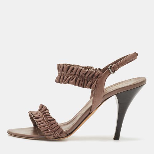 Burberry Brown Leather Ruffle Ankle Strap Sandals Size 39 - Burberry - Modalova