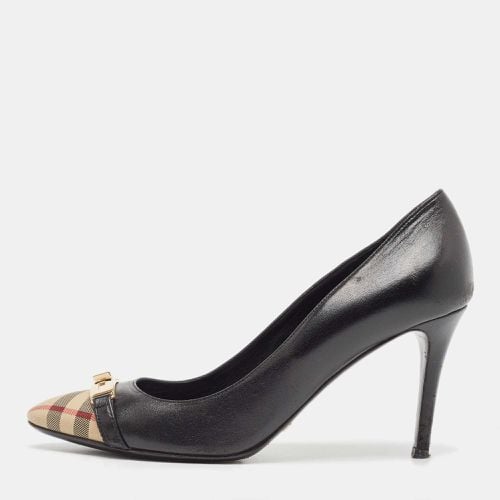 Burberry Black Canvas and Leather Pointed Toe Pumps Size 39.5 - Burberry - Modalova