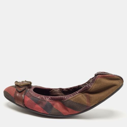 Burberry Multicolor Leather and Check Canvas Glengall Scrunch Ballet Flats Size 38 - Burberry - Modalova