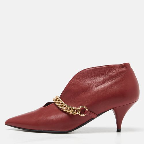 Burberry Red Leather Bronwen Chain Embellished Pointed Toe Ankle Booties Size 38 - Burberry - Modalova