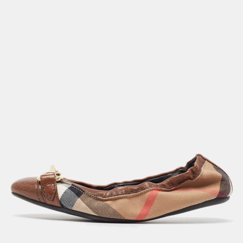 Burberry Brown Nova Check Canvas and Leather Scrunch Ballet Flats Size 35.5 - Burberry - Modalova