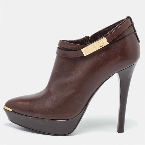 Burberry Brown Leather Platform Ankle Booties Size 36 - Burberry - Modalova