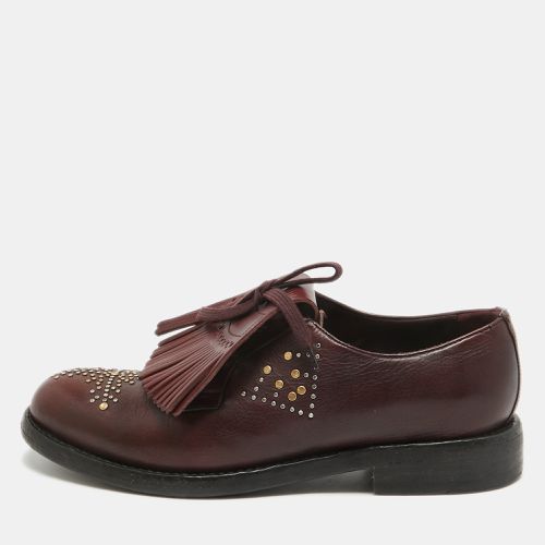 Burberry Burgundy Leather Studded Ampney Derby Size 37.5 - Burberry - Modalova