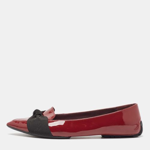 Burberry Burgundy Patent Leather Bow Ballet Flats Size 37.5 - Burberry - Modalova