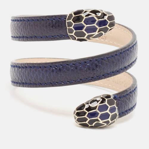 Bvlgari Serpenti Forever Navy Blue Leather Multi-Coiled Enamel Gold Tone Bracelet - Bvlgari - Modalova