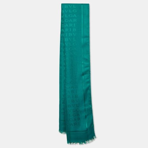 Bvlgari Green Logomania Stole Silk/Wool Shawl - Bvlgari - Modalova