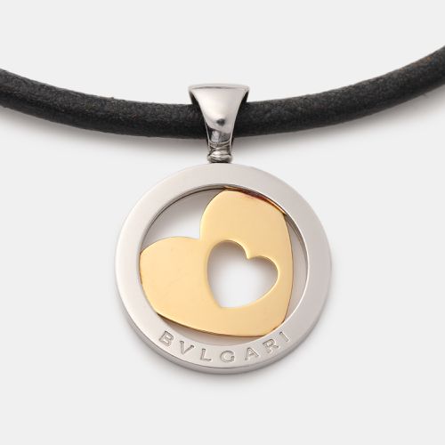 Bvlgari Tondo Heart 18k Yellow Gold & Stainless Steel Pendant Leather Cord Necklace - Bvlgari - Modalova