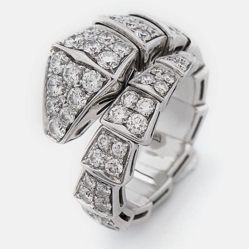 Bvlgari Serpenti Viper Diamonds 18k White Gold Ring Size 48 - Bvlgari - Modalova