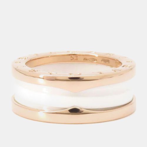 Bvlgari 18k PG White Ceramic B.Zero1 2-band Ring Size 53/#13 - Bvlgari - Modalova