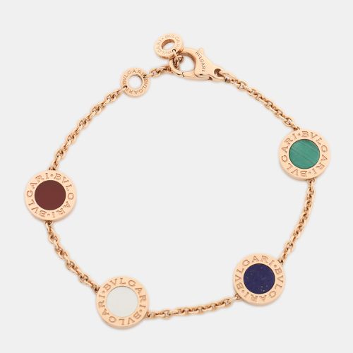 Bvlgari Multi Gemstone Inlay 18K Rose Gold Station Bracelet SM - Bvlgari - Modalova