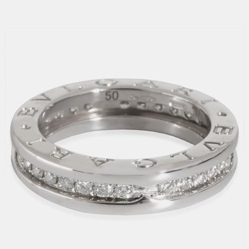 Bvlgari 18K White Gold and Diamond B.Zero1 Band Ring EU 50 - Bvlgari - Modalova