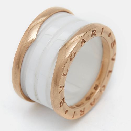 Bvlgari B.Zero1 4-Band White Ceramic 18k Rose Gold Ring Size 50 - Bvlgari - Modalova