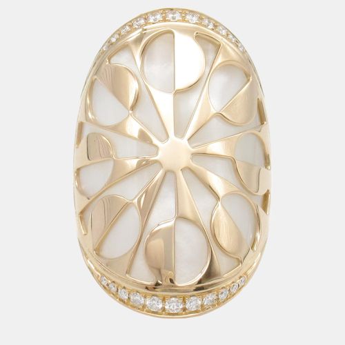 Bvlgari 18K Rose Gold Intarsio Diamond Mother of Pearl Ring EU 50 - Bvlgari - Modalova