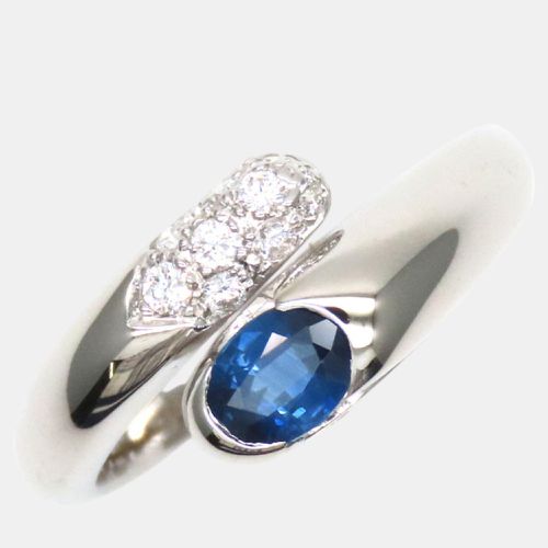 Bvlgari 18k White Gold Diamond Sapphire Ring Size Japan 12 EU 52 - Bvlgari - Modalova