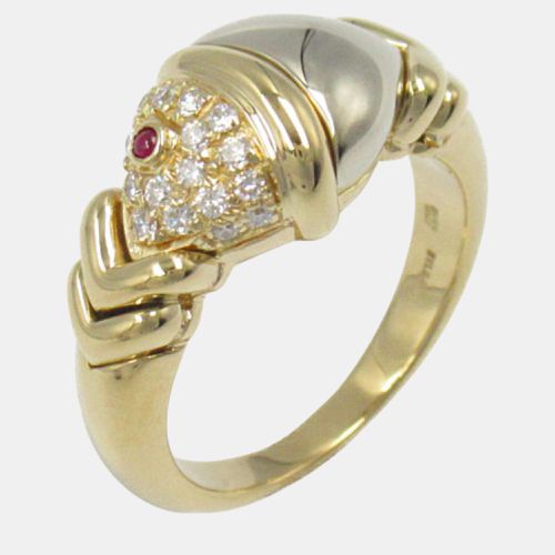 Bvlgari 18k Yellow Gold Diamond Naturalia Ruby Ring EU 52 - Bvlgari - Modalova