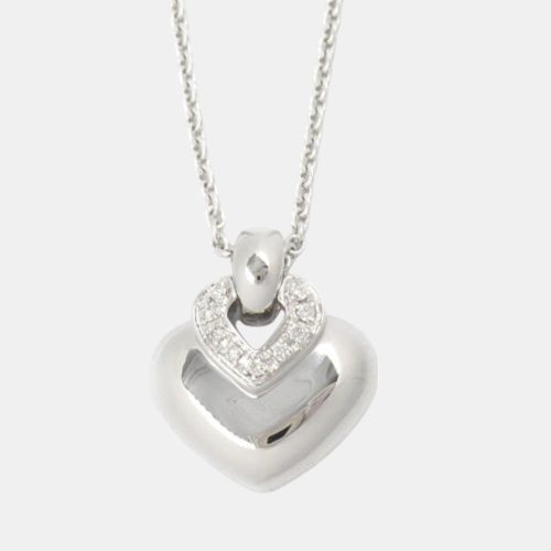 Bvlgari 18K White Gold and Diamond Doppio Cuore Pendant Necklace - Bvlgari - Modalova