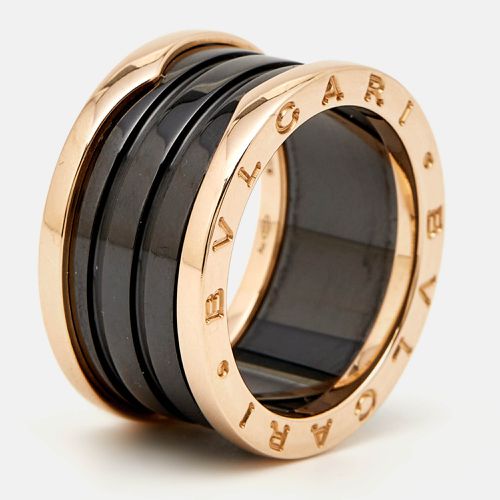 Bvlgari B.Zero1 Black Ceramic 18k Rose Gold 4 Band Ring Size 56 - Bvlgari - Modalova