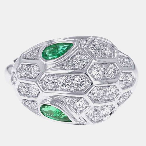 Bvlgari 18K White Gold Diamond Emerald Serpenti Seduttori Ring EU 52 - Bvlgari - Modalova