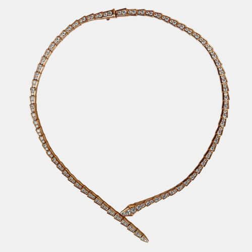 Bulgari Serpenti Viper Necklace Rose Gold Full Diamond L Size - Bvlgari - Modalova