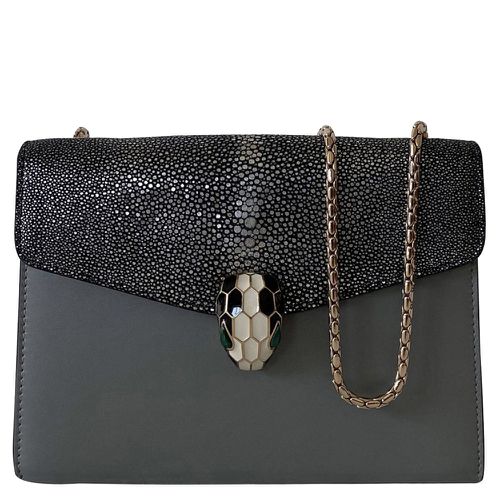 Bvlgari Black Leather Stingray Serpenti Forever Bag - Bvlgari - Modalova