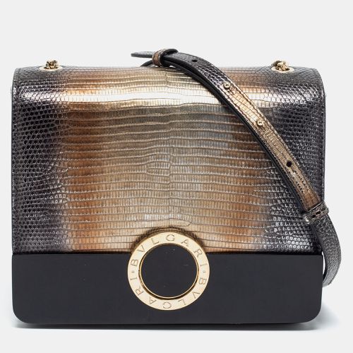 Bvlgari Metallic/Black Lizard,Perspex and Leather Small Flap Cover Shoulder Bag - Bvlgari - Modalova