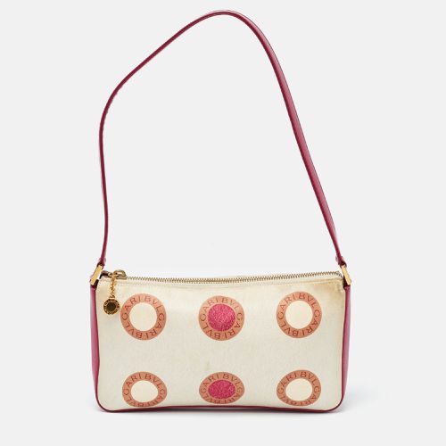 Bvlgari Pink/White Printed Satin and Leather Baguette Bag - Bvlgari - Modalova