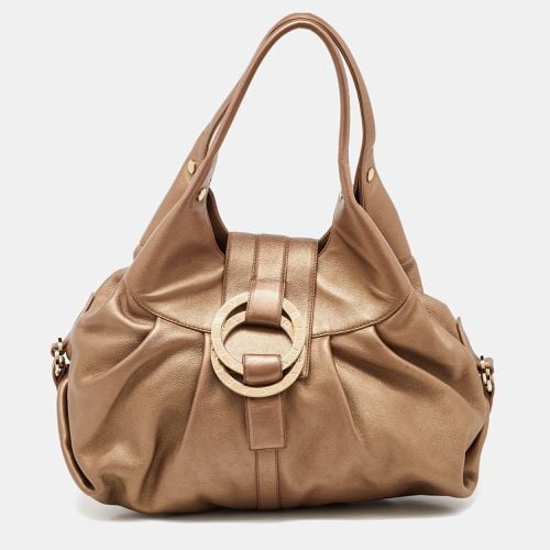 Bvlgari Beige Metallic Leather Chandra Satchel - Bvlgari - Modalova