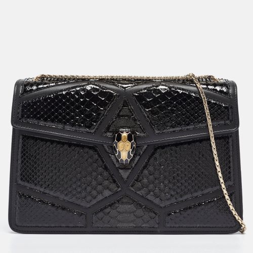 Bvlgari Black Python and Leather Medium Serpenti Diamond Blast Shoulder Bag - Bvlgari - Modalova