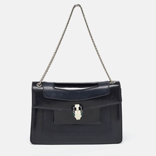 Bvlgari Black Leather and Patent Leather Medium Serpenti Forever Flap Shoulder Bag - Bvlgari - Modalova