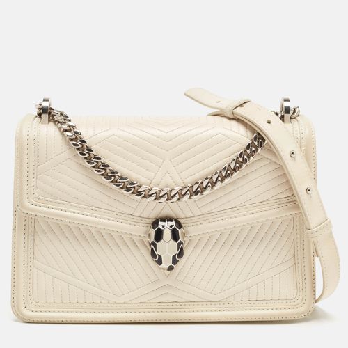 Bvlgari White Leather Serpenti Diamond Blast Shoulder Bag - Bvlgari - Modalova