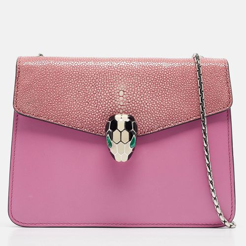 Bvlgari Pink Stingray and Leather Small Serpenti Forever Shoulder Bag - Bvlgari - Modalova