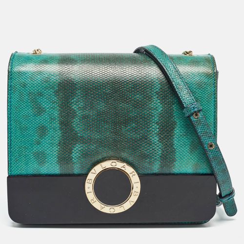 Bvlgari Green/Black Karung Leather and Perspex Small Flap Cover Shoulder Bag - Bvlgari - Modalova