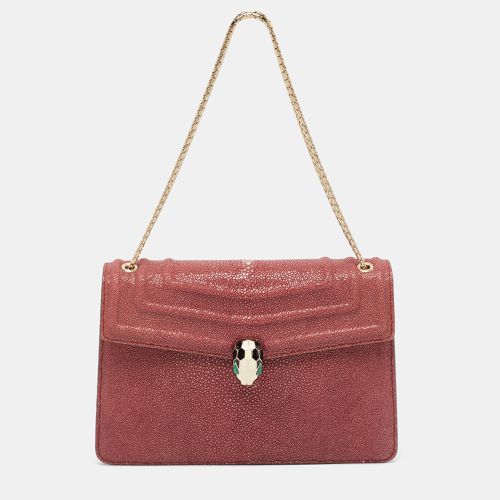 Bvlgari Burgundy Stingray and Leather Medium Serpenti Forever Shoulder Bag - Bvlgari - Modalova