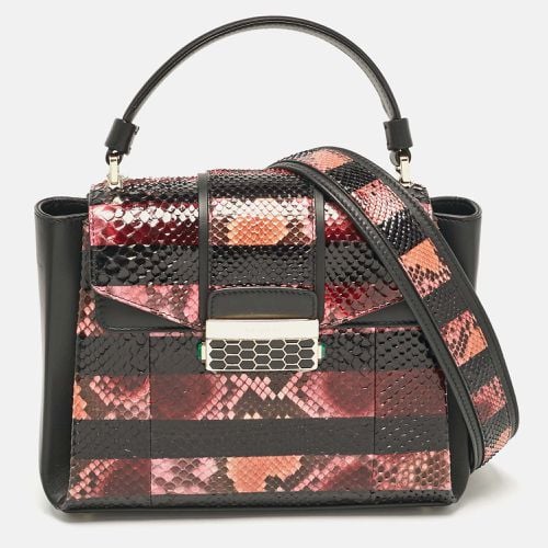 Bvlgari Black/Multicolor Python and Leather Small Serpenti Viper Top Handle Bag - Bvlgari - Modalova