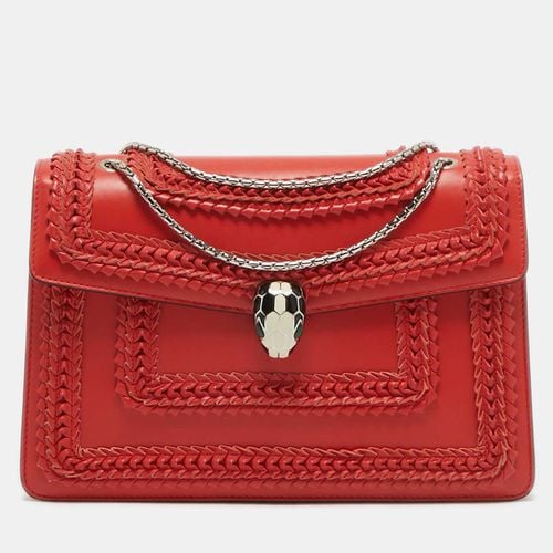 Bvlgari Red Leather Plisse Serpenti Forever Shoulder Bag - Bvlgari - Modalova