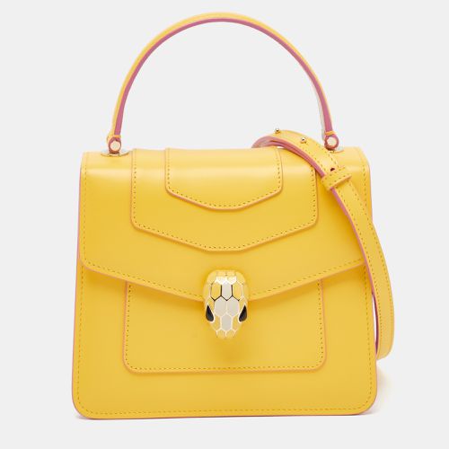 Bvlgari Yellow Leather Small Serpenti Forever Top Handle Bag - Bvlgari - Modalova