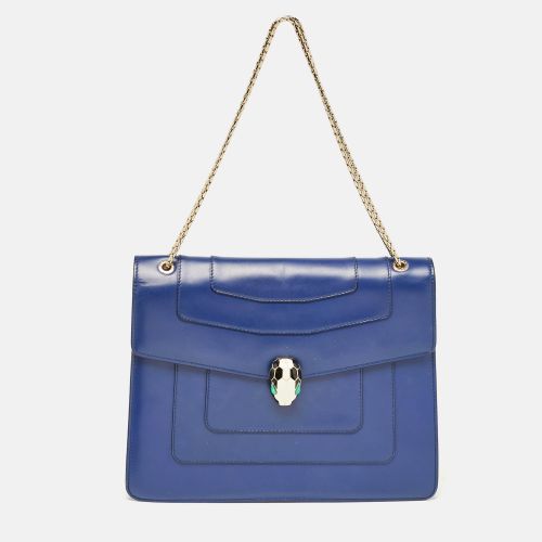 Bvlgari Dark Blue Leather Medium Serpenti Forever Flap Shoulder Bag - Bvlgari - Modalova