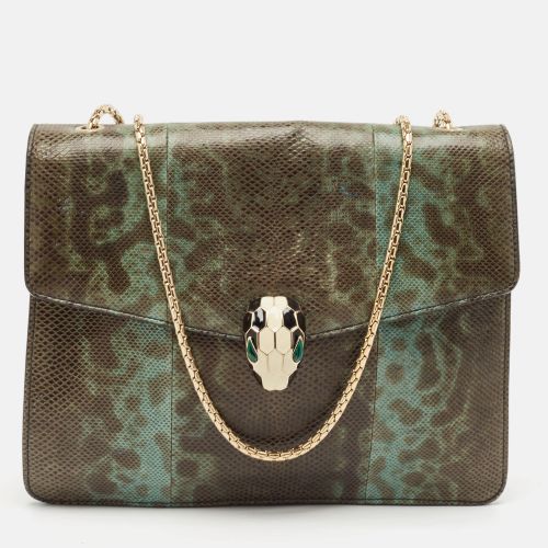 Bvlgari Green/Black Karung Serpenti Forever Flap Shoulder Bag - Bvlgari - Modalova