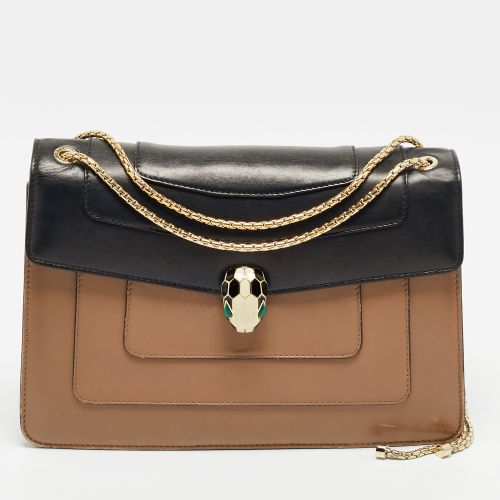 Serpenti Forever Medium /Black Leather Shoulder Bag - Bvlgari - Modalova