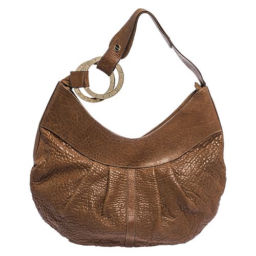 Bvlgari Brown Pleated Leather Hobo - Bvlgari - Modalova