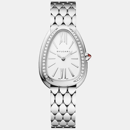 Bvlgari White Stainless Steel Diamond Serpenti Seduttori Women's Wristwatch 35 mm - Bvlgari - Modalova