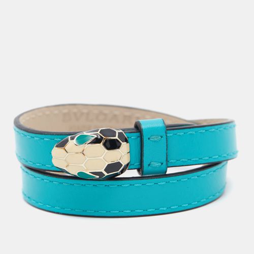 Serpenti Forever Enamel Turquoise Double Coiled Leather Tone Bracelet - Bvlgari - Modalova