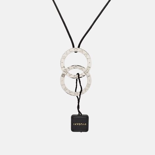 Bvlgari Fortuna Grande Sterling Silver Pendant Black Cord Necklace - Bvlgari - Modalova