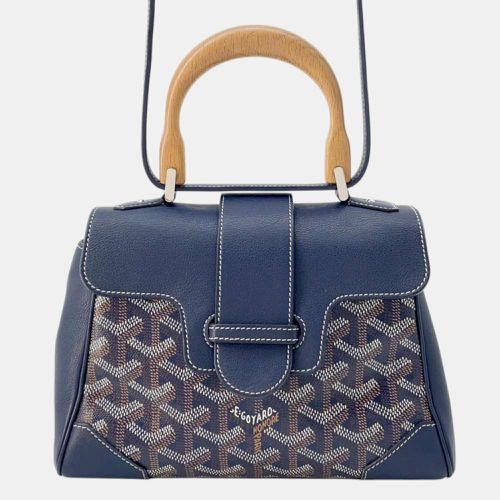 Goyard Navy Blue Pvc Coated Canvas/Leather/Wood Mini Saigon Shoulder Bag - Goyard - Modalova