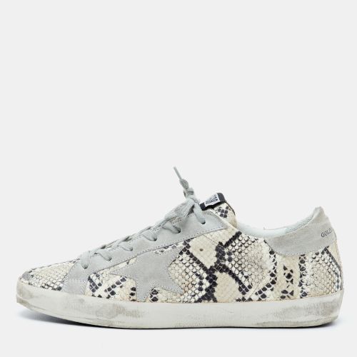 Super Star Size 41 Python Embossed Leather and Suede Lace Up Sneakers - Golden Goose - Modalova