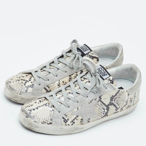 Super Star Size 41 Python Embossed Leather and Suede Lace Up Sneakers - Golden Goose - Modalova