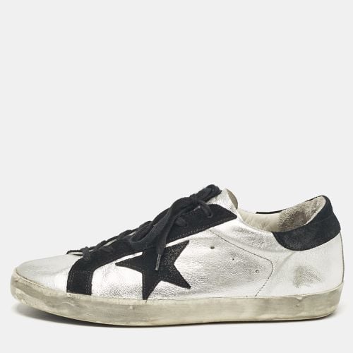 Golden Goose Silver/Black Leather and Suede Superstar Lace Up Sneakers Size 40 - Golden Goose - Modalova