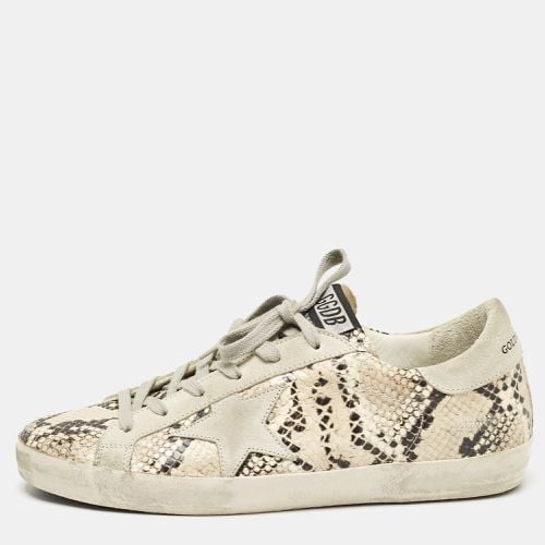 Python Embossed Leather and Suede Super Star Lace Up Sneakers Size 39 - Golden Goose - Modalova