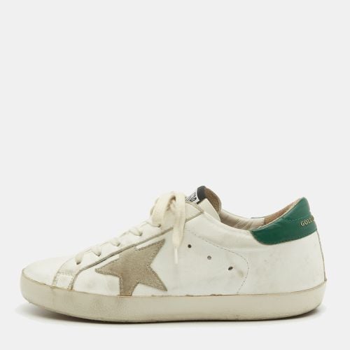 Golden Goose White/Green Leather Super Star Lace Up Sneakers Size 38 - Golden Goose - Modalova